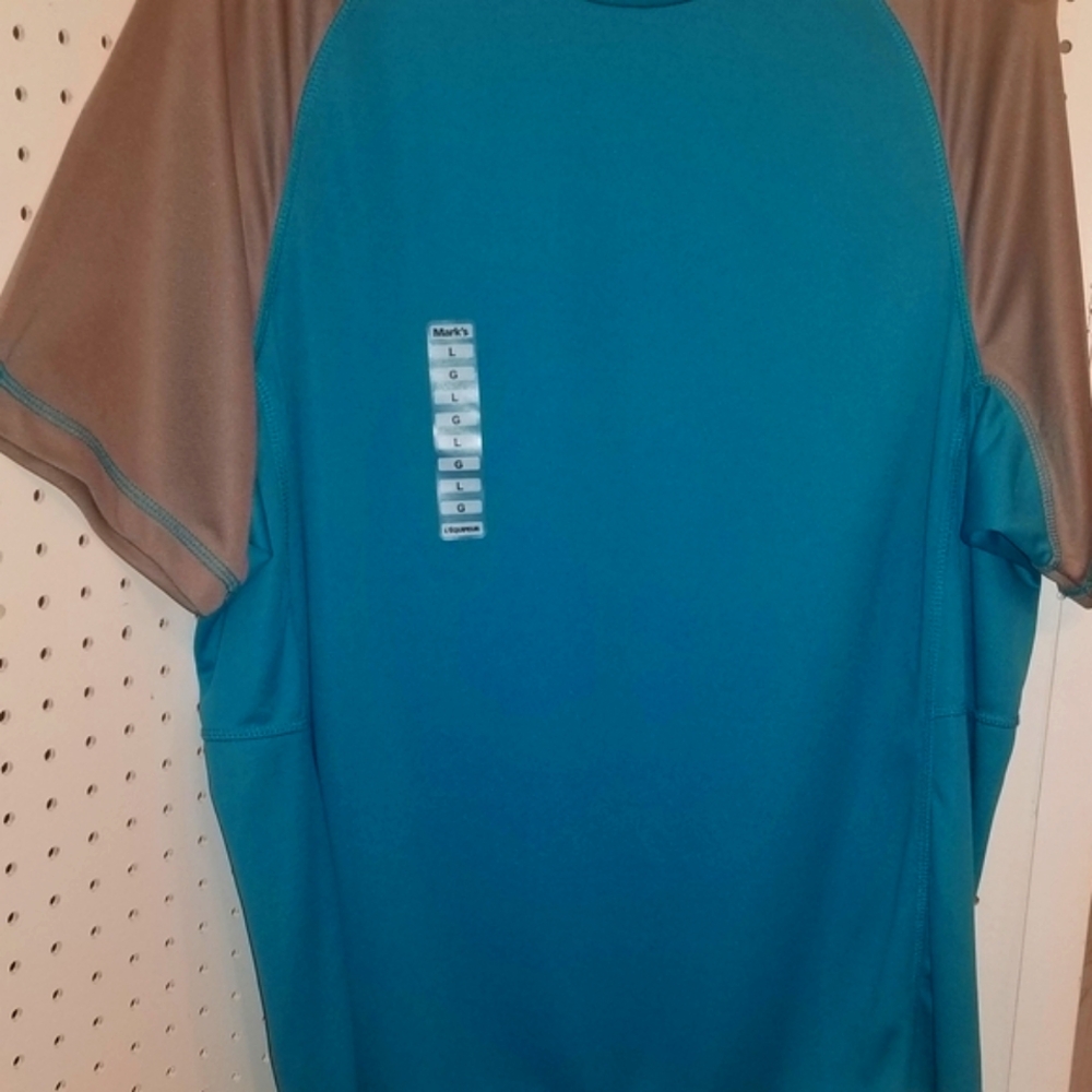 NWT DRI WEAR Men's Teal and Gray Short Sleeve Tee